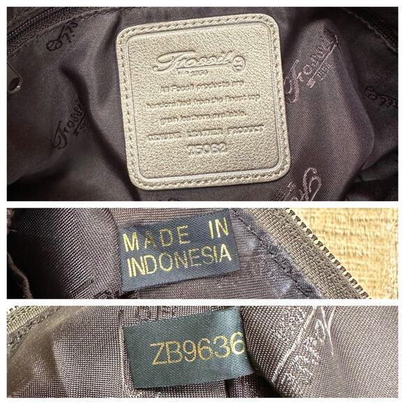 Fossil metallic bronze gold leather studded shoulder hobo bag - Picture 6 of 8